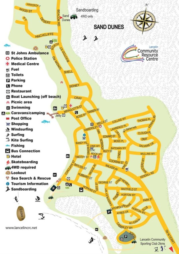 Map of Lancelin to Lancelin, Western Australia